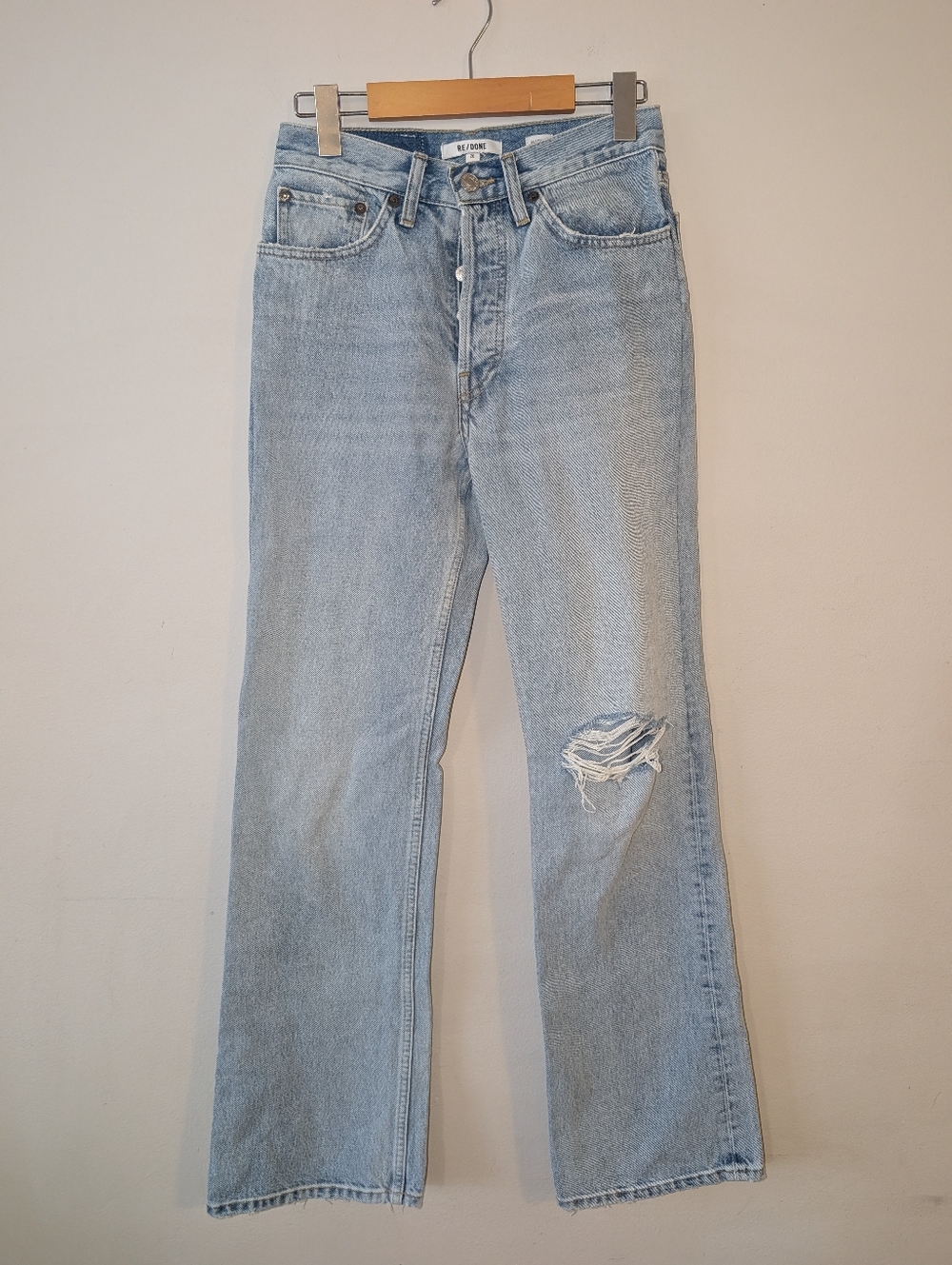 Re/Done Orginals 70s Bootcut Jeans with Knee Distress